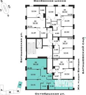 3-к квартира, вторичка, 80м2, 2/15 этаж