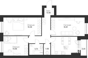 3-к квартира, строящийся дом, 80м2, 5/5 этаж