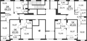 2-к квартира, вторичка, 69м2, 1/9 этаж