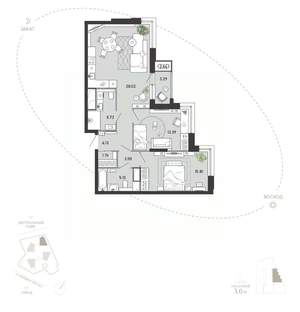 2-к квартира, вторичка, 82м2, 7/21 этаж