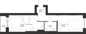 1-к квартира, вторичка, 44м2, 4/5 этаж