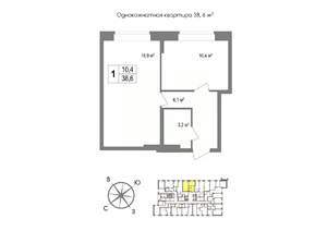 1-к квартира, вторичка, 39м2, 4/11 этаж