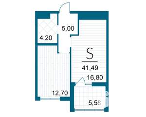 1-к квартира, строящийся дом, 41м2, 1/25 этаж