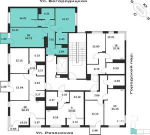 2-к квартира, вторичка, 65м2, 3/4 этаж