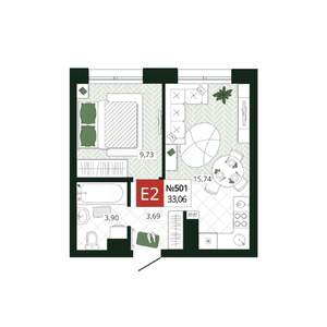 1-к квартира, вторичка, 33м2, 10/19 этаж