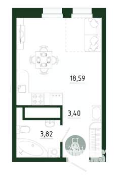 Студия квартира, строящийся дом, 26м2, 6/25 этаж