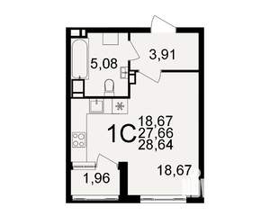 1-к квартира, вторичка, 29м2, 4/20 этаж