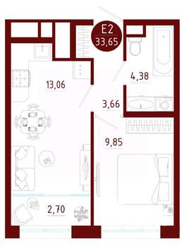 1-к квартира, вторичка, 34м2, 5/10 этаж