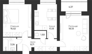 2-к квартира, вторичка, 64м2, 5/5 этаж