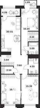 3-к квартира, вторичка, 99м2, 6/10 этаж