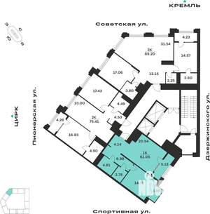 1-к квартира, вторичка, 61м2, 4/10 этаж