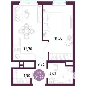1-к квартира, вторичка, 32м2, 10/10 этаж