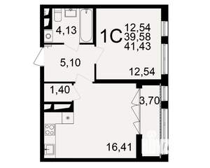 1-к квартира, строящийся дом, 40м2, 4/18 этаж