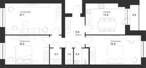 3-к квартира, вторичка, 91м2, 1/5 этаж