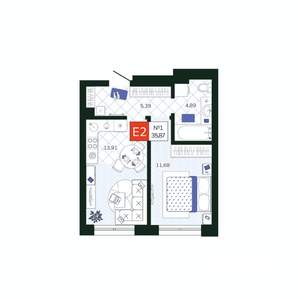 1-к квартира, вторичка, 36м2, 2/19 этаж