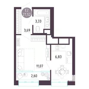 Студия квартира, строящийся дом, 28м2, 10/10 этаж