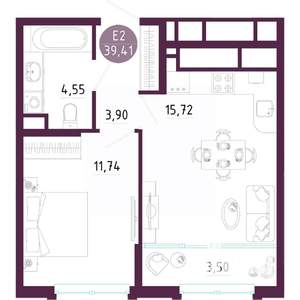 1-к квартира, вторичка, 39м2, 9/10 этаж