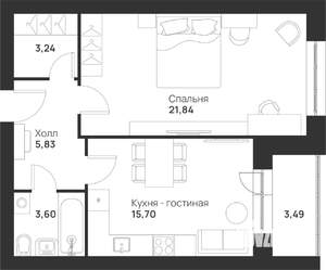 1-к квартира, вторичка, 54м2, 3/5 этаж