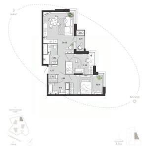 2-к квартира, вторичка, 82м2, 2/21 этаж