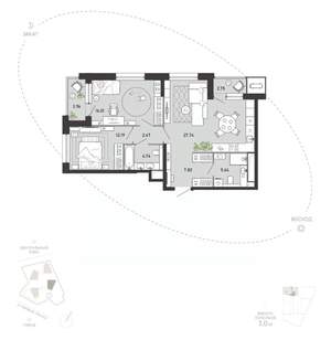 2-к квартира, вторичка, 83м2, 19/21 этаж