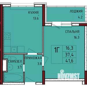 1-к квартира, строящийся дом, 42м2, 3/17 этаж