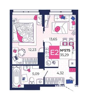 1-к квартира, вторичка, 35м2, 19/25 этаж
