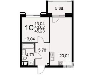 1-к квартира, вторичка, 45м2, 4/11 этаж