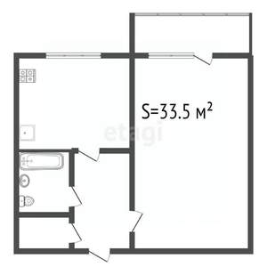 1-к квартира, вторичка, 34м2, 2/9 этаж