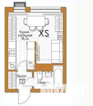 Студия квартира, вторичка, 25м2, 2/5 этаж