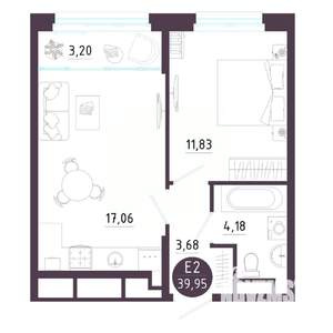 1-к квартира, строящийся дом, 40м2, 5/10 этаж