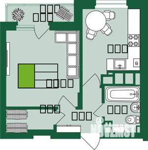 1-к квартира, строящийся дом, 36м2, 6/9 этаж