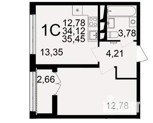 1-к квартира, вторичка, 35м2, 4/18 этаж