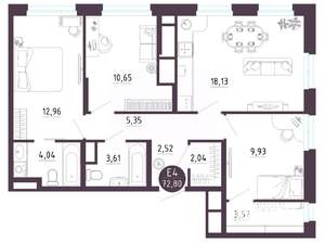 3-к квартира, вторичка, 73м2, 5/10 этаж