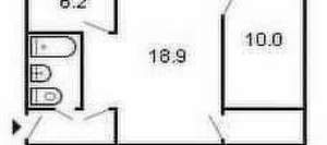 2-к квартира, вторичка, 43м2, 4/5 этаж