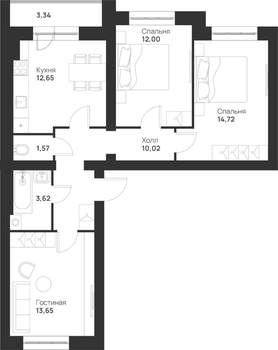 3-к квартира, вторичка, 72м2, 5/5 этаж