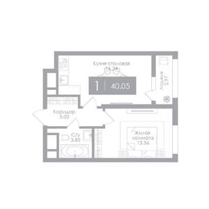 1-к квартира, вторичка, 40м2, 15/25 этаж