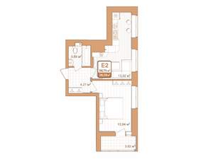 1-к квартира, строящийся дом, 38м2, 3/9 этаж