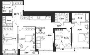 4-к квартира, вторичка, 126м2, 9/9 этаж