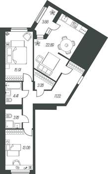 2-к квартира, вторичка, 84м2, 10/14 этаж