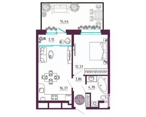1-к квартира, вторичка, 55м2, 1/10 этаж