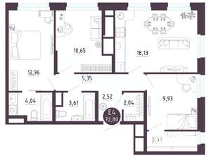 3-к квартира, вторичка, 73м2, 4/10 этаж