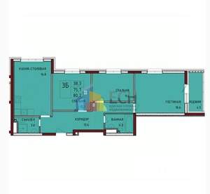 3-к квартира, вторичка, 80м2, 5/17 этаж