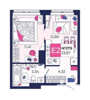 1-к квартира, вторичка, 34м2, 5/25 этаж