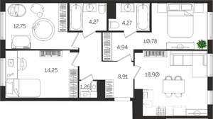 3-к квартира, вторичка, 80м2, 2/4 этаж