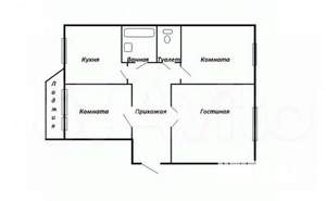 3-к квартира, вторичка, 59м2, 2/11 этаж