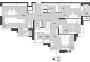 3-к квартира, вторичка, 118м2, 19/21 этаж