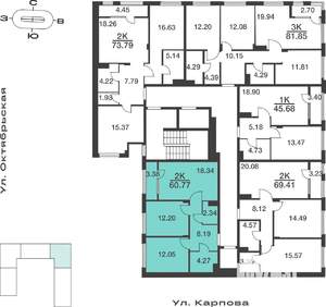 2-к квартира, вторичка, 61м2, 9/9 этаж