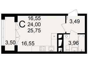 1-к квартира, вторичка, 26м2, 11/18 этаж