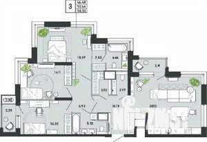 3-к квартира, вторичка, 119м2, 16/21 этаж