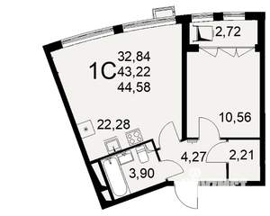 1-к квартира, вторичка, 45м2, 6/16 этаж